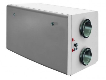 UniMAX-R 450SW EC Компактная приточно-вытяжная установка (горизонтальный выброс) с пластинчатым рекуператором и водяным нагревателем
