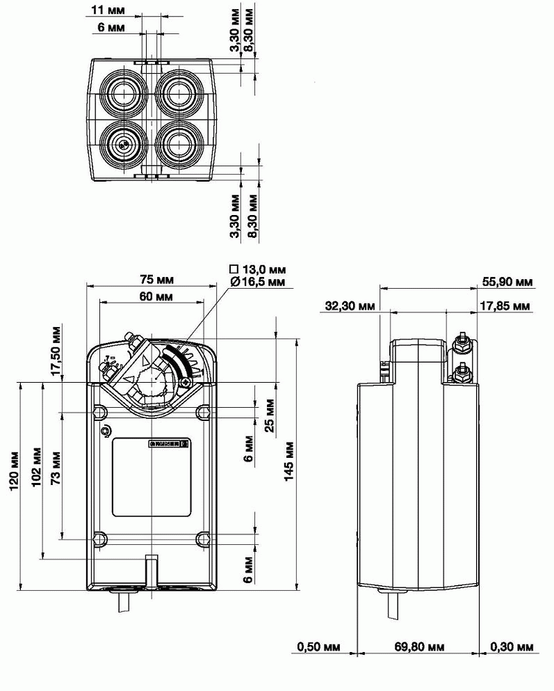Стандартный электропривод для воздушных клапанов Shuft 341-024-05-S1
